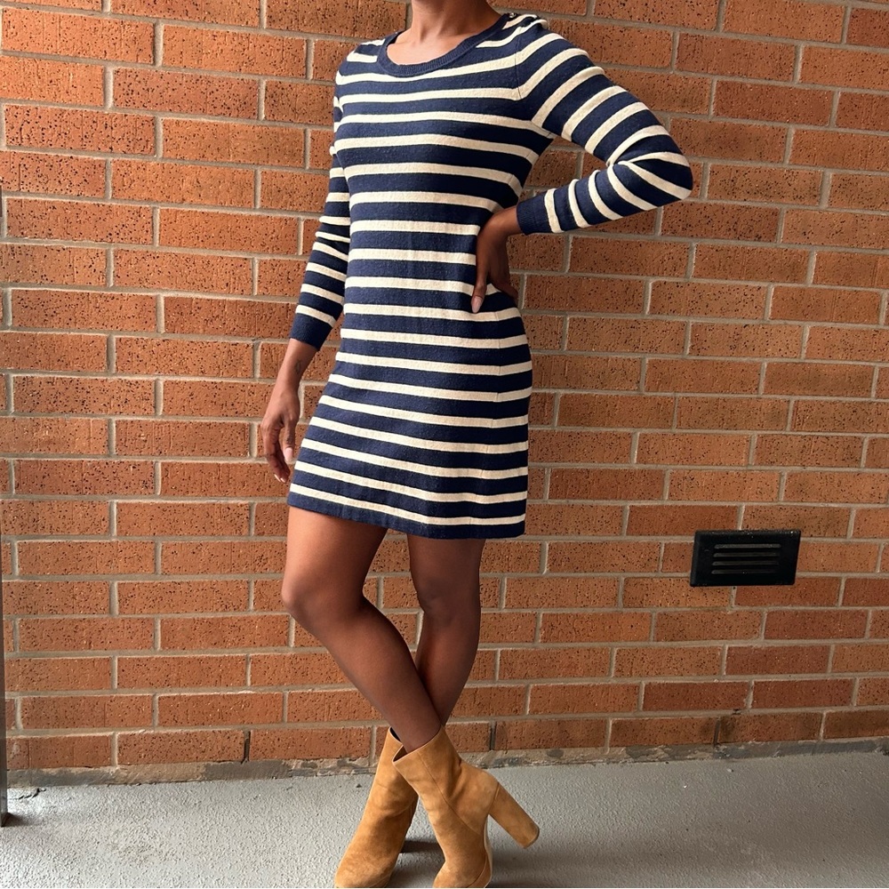 Navy blue and cream striped Banana  Republic Dress